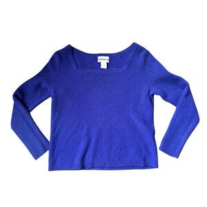 Christian Siriano Cobalt Blue Square Neck Knit Sweater